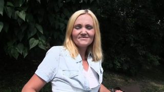 Blonde Czech amateur babe fucks outdoor POV