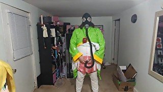 PVC Suit Gasmask Breathplay and Cosplay