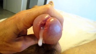 Closeup edging and ejaculating long and slow creamy cumshot