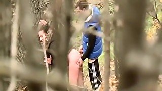 Couple caught fucking in forest