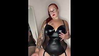 BBW stepmom MILF 420 joint smoking fetish in crotchless leather lingerie your POV