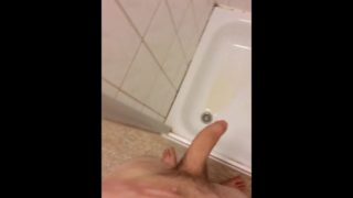 Pissing in the dormroom's shower with my huge dick