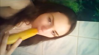 Slut Banana Suck BlowJob