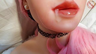 Camari pink corset #18, Cum dripping lips like a sexy vampire cumslut after cumshot