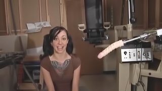 Slut with tattoo enjoys getting banged by sex machines