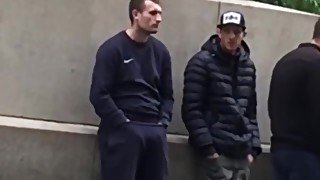 Manc Scally Guy wirh hands down on his cock in public