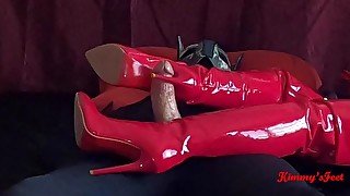 RED LATEX HIGH BOOTS FUCK MAKES HIM CUM 2 TIMES (CUSTOM VID ORDER)