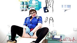 Gyno examination on nurse in uniform