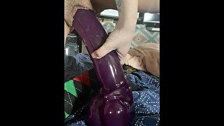 DawlFace Queefing Pussy gets Gaped by Huge Dildo and Fisted