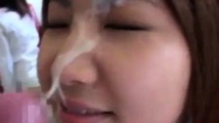 japanese girl takes a good facial