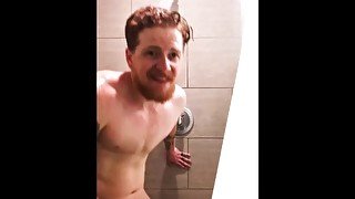 Hot Ginger FTM Jerks Off in Gym Shower