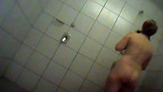 Mature ginger coworker slut takes shower on hidden cam