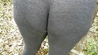 Ass spanking outdoor in spandex