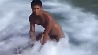 Solo naked Asian beach shoot