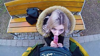 Eva Elfie In Cute Teen Swallows Cum For Cash - Public Blowjob In The Park By