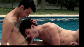 Horny latinos enjoy bareback fuck by the swimming pool