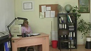 Office bitch swallows his big rod