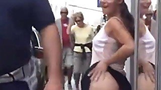 Girl flashing and pissing in public 2