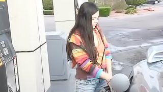 Busty Kinky Brunette Teen Having Fun Topless in Public