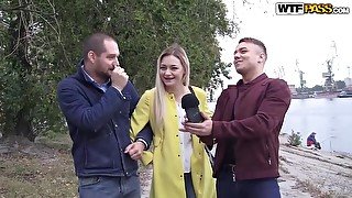 Nikolas, Olivia And Vova - Blonde Girl Gives Head In The Fresh Air