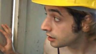 Hard Hat Latino Showing Off His Tool