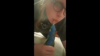 Femboy in Cat Ears Deepthroats HUGE Bad Dragon Dildo!