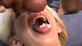 Skinny blonde amateur gets a double helping of giant black dick in all her holes