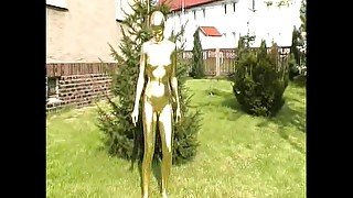 Crazy naked golden statue