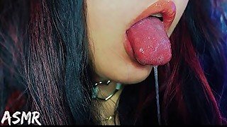 ASMR💧WET Lens Licking💧, Body Massage, Spit Painting, Fishnet Scratching