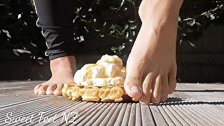 Crushing your Waffles and Cream to satisfy your Foot Fetish