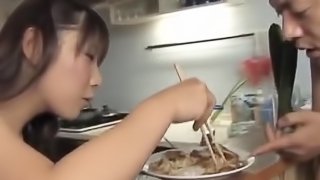 Momo Aizawa enjoys dinner and some cock as desert