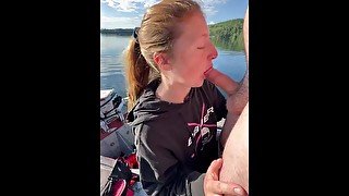 Redhead Lesbian on Boat deep throat’s like a champ