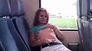 Hot amateur girl masturbate in public on a train!