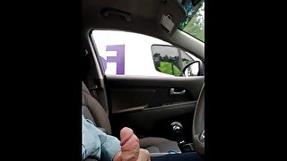 Showing off ginger cock on the highway, showing FedEx driver!