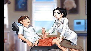 Summertime saga - Asian woman jerk my cock in college