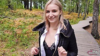 Walking with my stepsister in the forest park. Sex blog, Live video. - POV