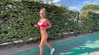 Morning Run Of Monika Fox Without Panties Through The Streets Of The City