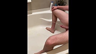 Big Hard Cock Pees In Bathtub