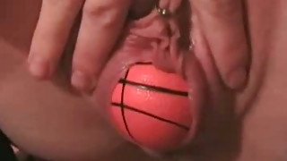 Tennis ball and other toys deep in vagina