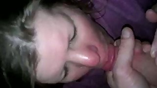 Milf lady blows my dick and swallows cum on the video