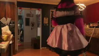 Sweater sissy cleans floor (sissy maid)