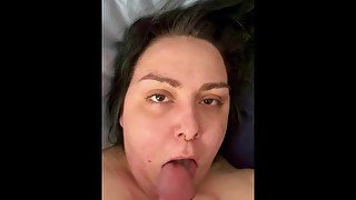 Stepsister wakes up and let’s me jerk off into her mouth before swallowing my load POV