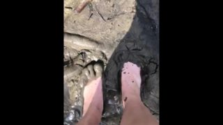 Getting my petite feet covered in filthy mud and sand 