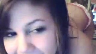 Teen fingers her ass on webcam