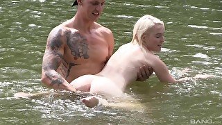 natural girl Lovita adores pussy licking and a blowjob by the river