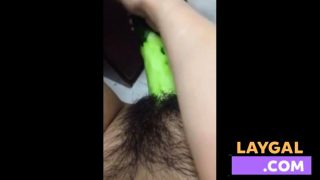 Horney Chinese student shape cucumber as cock and fuck herse