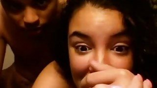 Busty brown skin college girl with her black boyfriend