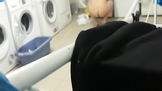 Nude girl gets caught on a hidden cam in the laundry