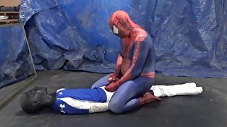 spiderman fucks his captured soccer dummy