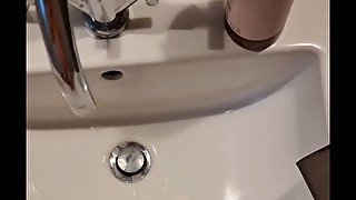 Massive cumshot in bathroom